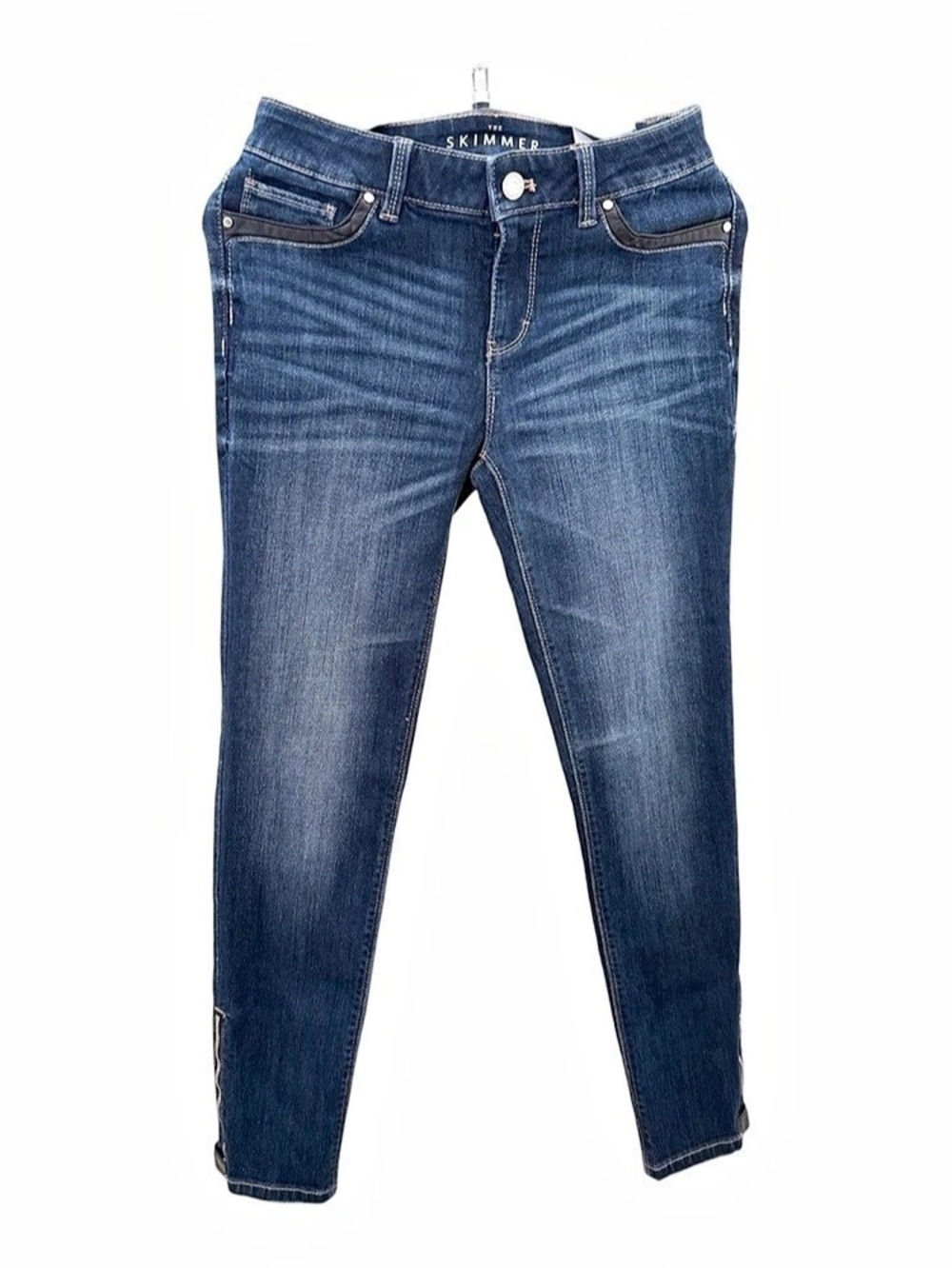 White House Black Market The Skimmer Ankle Zip Skinny Jeans Blue Size 2 New